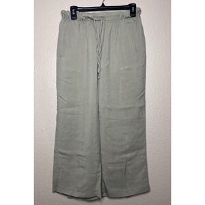 Industry Republic Clothing Pants Cropped Small Chambray Wide Leg Drawstring  Tan